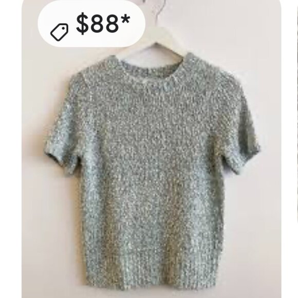 525 Short Sleeve Crew - Teal Multi-color Sweater; Size: L (Large) - Picture 5 of 6